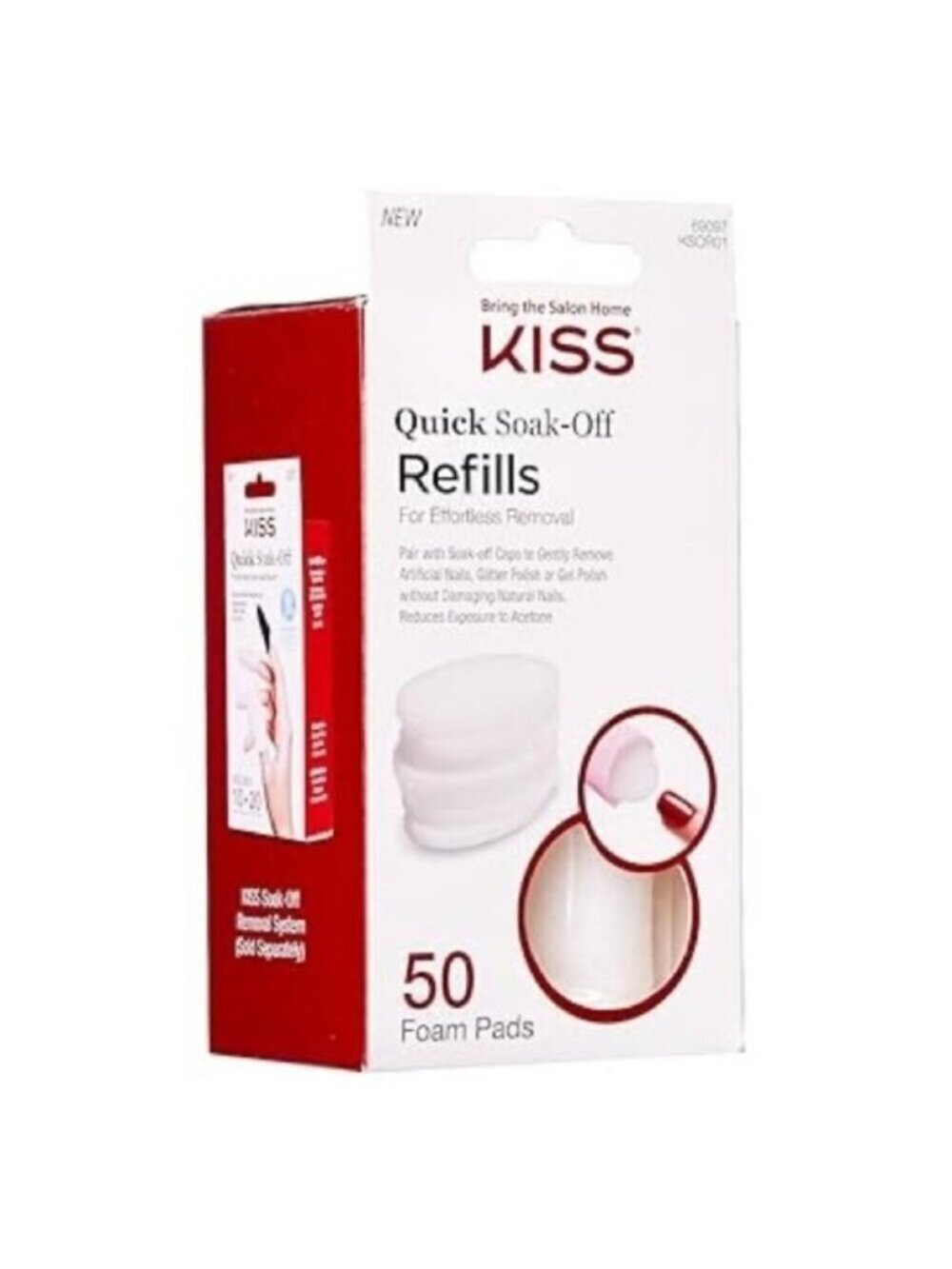 Kiss Quick Soak-Off Refills -50 Foam Pads for Nail Polish & Artificial Removal